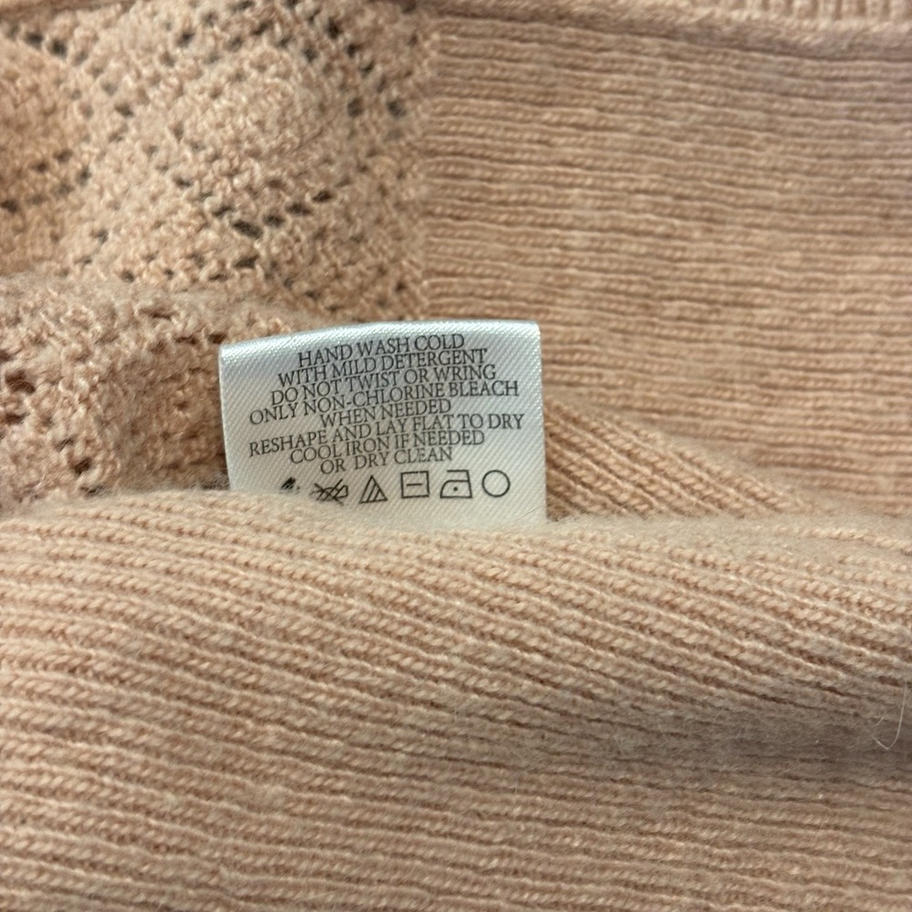 Tyler Boe Women's Large Pointelle Knit Lambs Wool Blend Cardigan Sweater - Picture 7 of 7